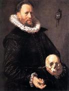 Frans Hals Portrait of a Man Holding a Skull oil on canvas